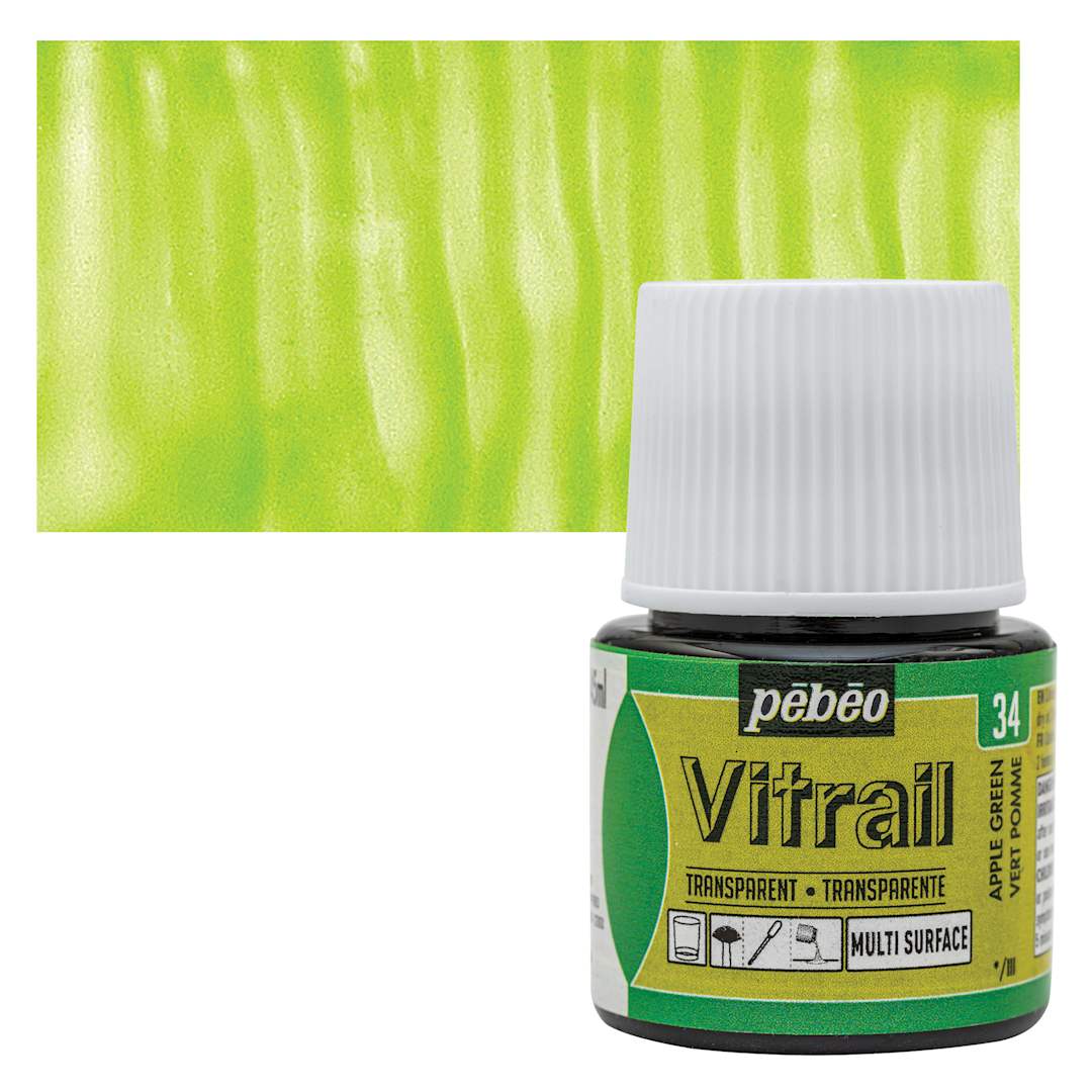 Open in modal - Pebeo Vitrail Paint - Apple Green, 45 ml bottle and swatch