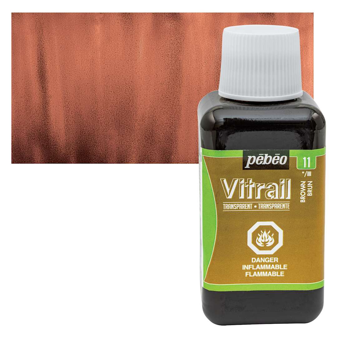 Open in modal - Pebeo Vitrail Paint - Brown, 250 ml bottle and swatch