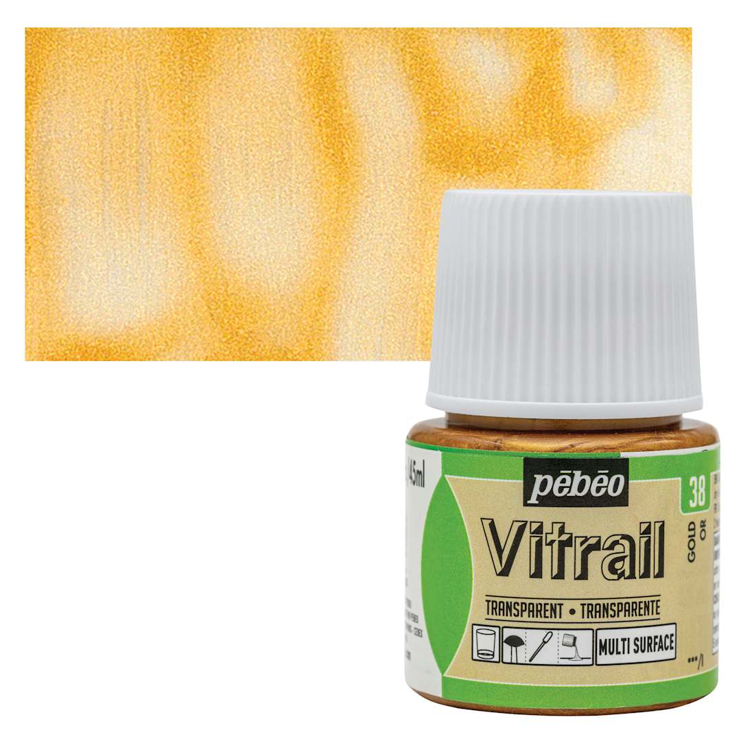 Open in modal - Pebeo Vitrail Paint - Gold, 45 ml bottle and swatch