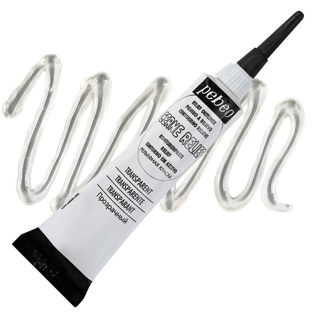 Open in modal - Pebeo Vitrail Paint Outliner - Transparent Outliner, 20 ml tube and swatch