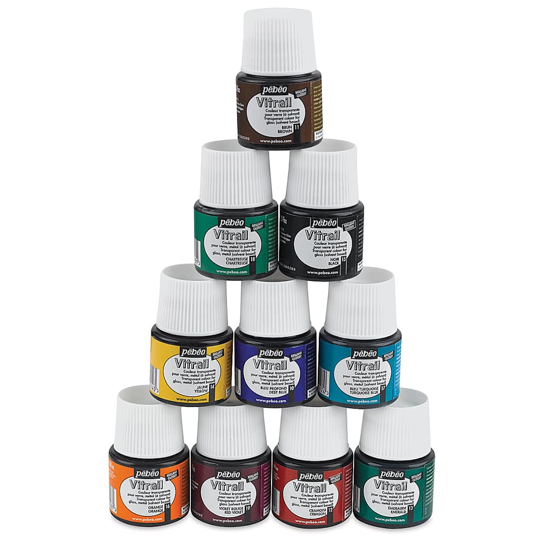 Open in modal - Pebeo Vitrail Paint Set - Assorted Colors, Set of 10, 45 ml bottles