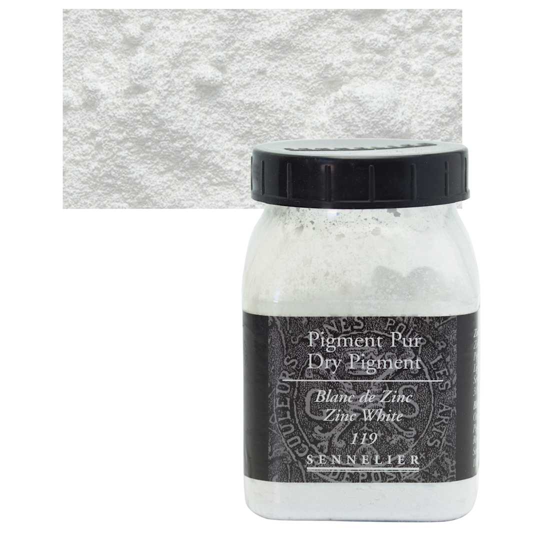 Open in modal - Sennelier Dry Pigment - Zinc White, 110 g jar and swatch