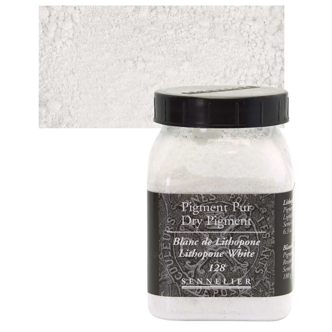 Open in modal - Sennelier Dry Pigment - Lithopone White, 180 g jar and swatch