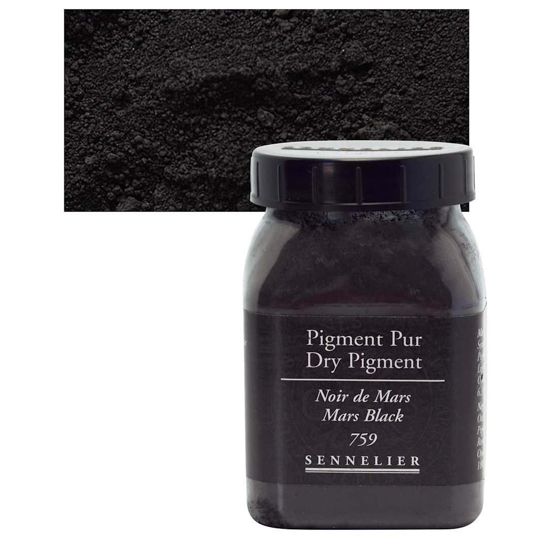 Open in modal - Sennelier Dry Pigment - Mars Black, 180 g jar and swatch