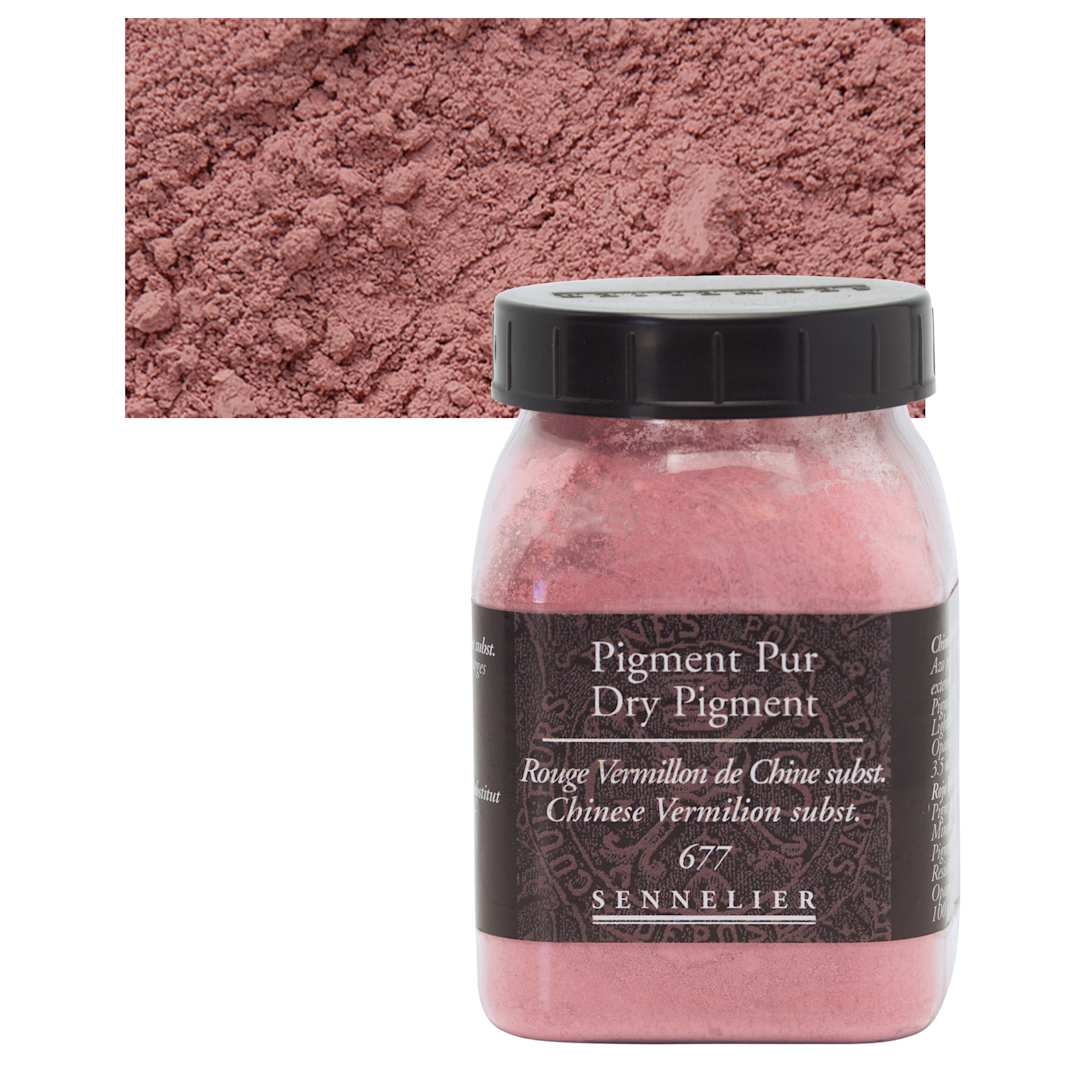 Open in modal - Sennelier Dry Pigment - Chinese Vermilion Hue, 100 g jar and swatch