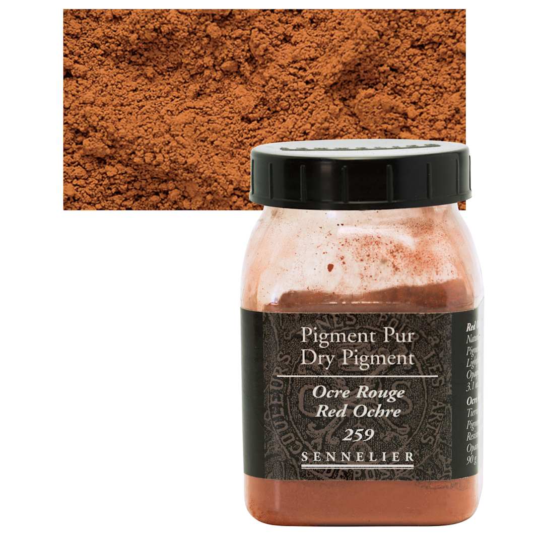 Open in modal - Sennelier Dry Pigment - Red Ochre, 90 g jar and swatch