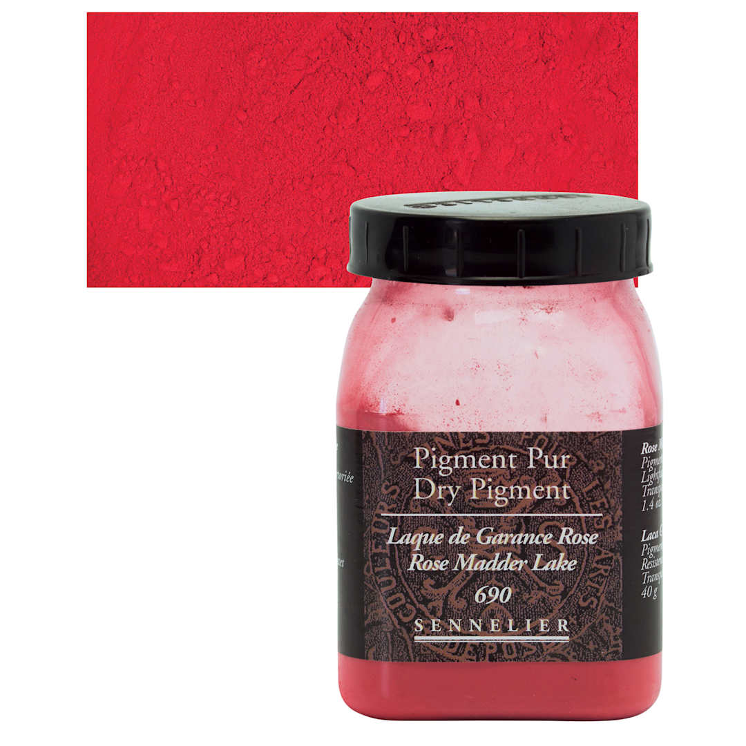 Open in modal - Sennelier Dry Pigment - Rose Madder Lake, 40 g jar and swatch