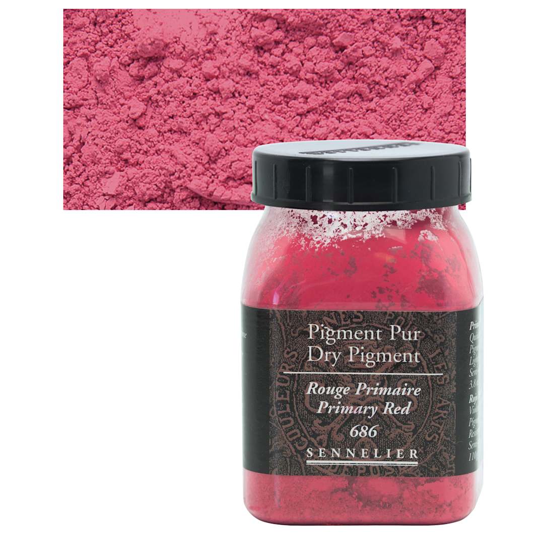 Open in modal - Sennelier Dry Pigment - Primary Red, 110 g jar and swatch