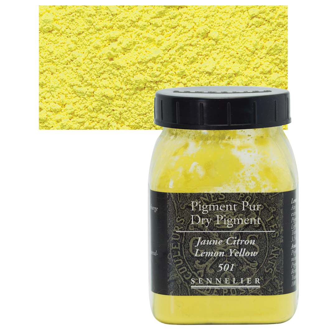 Open in modal - Sennelier Dry Pigment - Lemon Yellow, 110 g jar and swatch