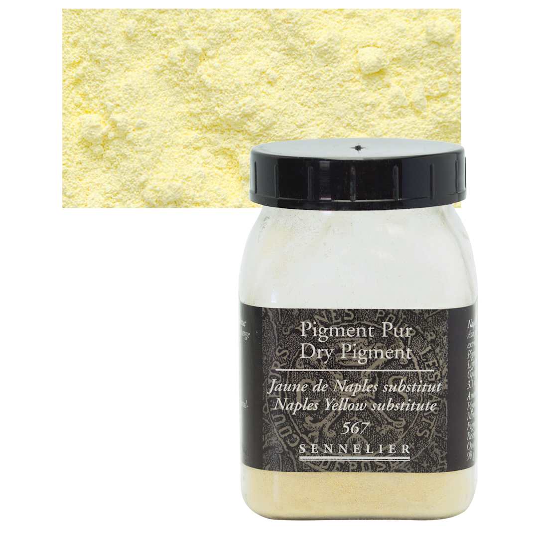 Open in modal - Sennelier Dry Pigment - Naples Yellow Hue, 90 g jar and swatch