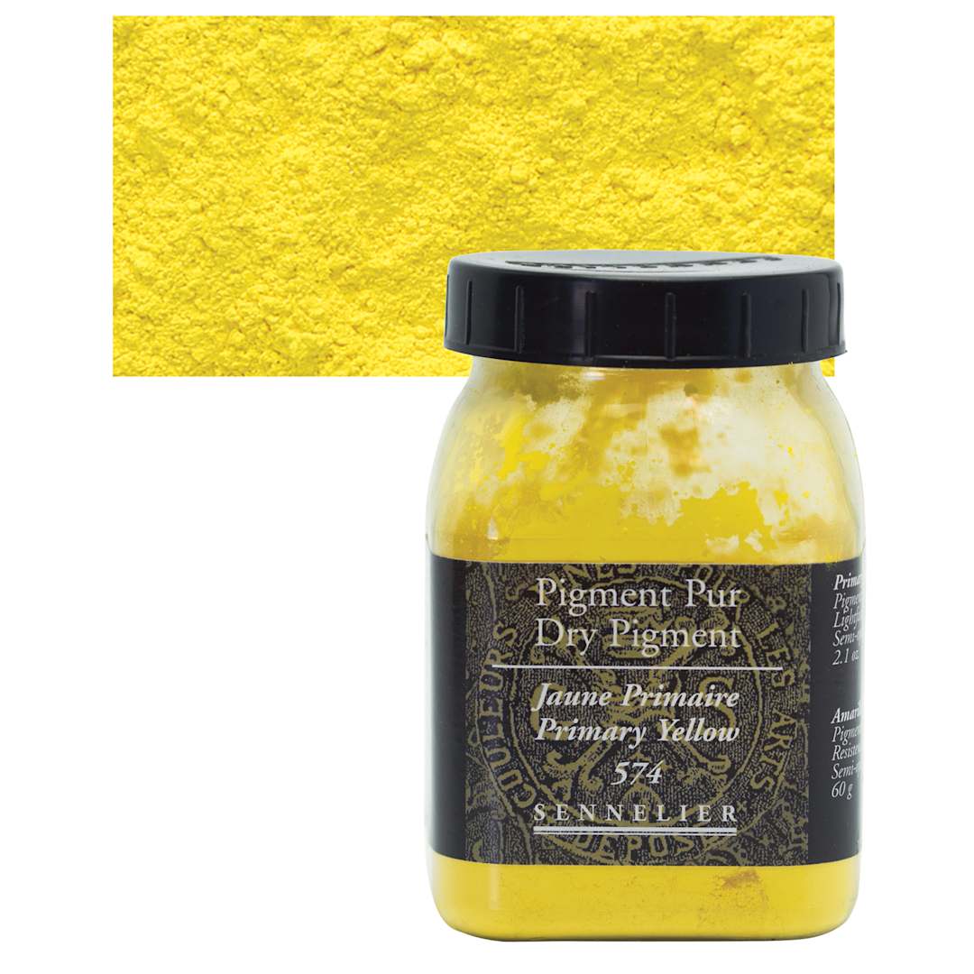 Open in modal - Sennelier Dry Pigment - Primary Yellow, 70 g jar and swatch