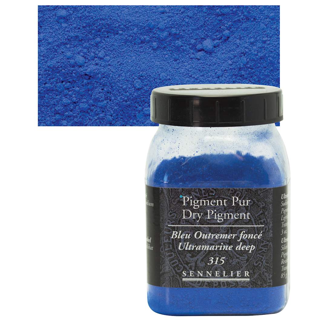 Open in modal - Sennelier Dry Pigment - Ultramarine Blue Deep, 85 g jar and swatch