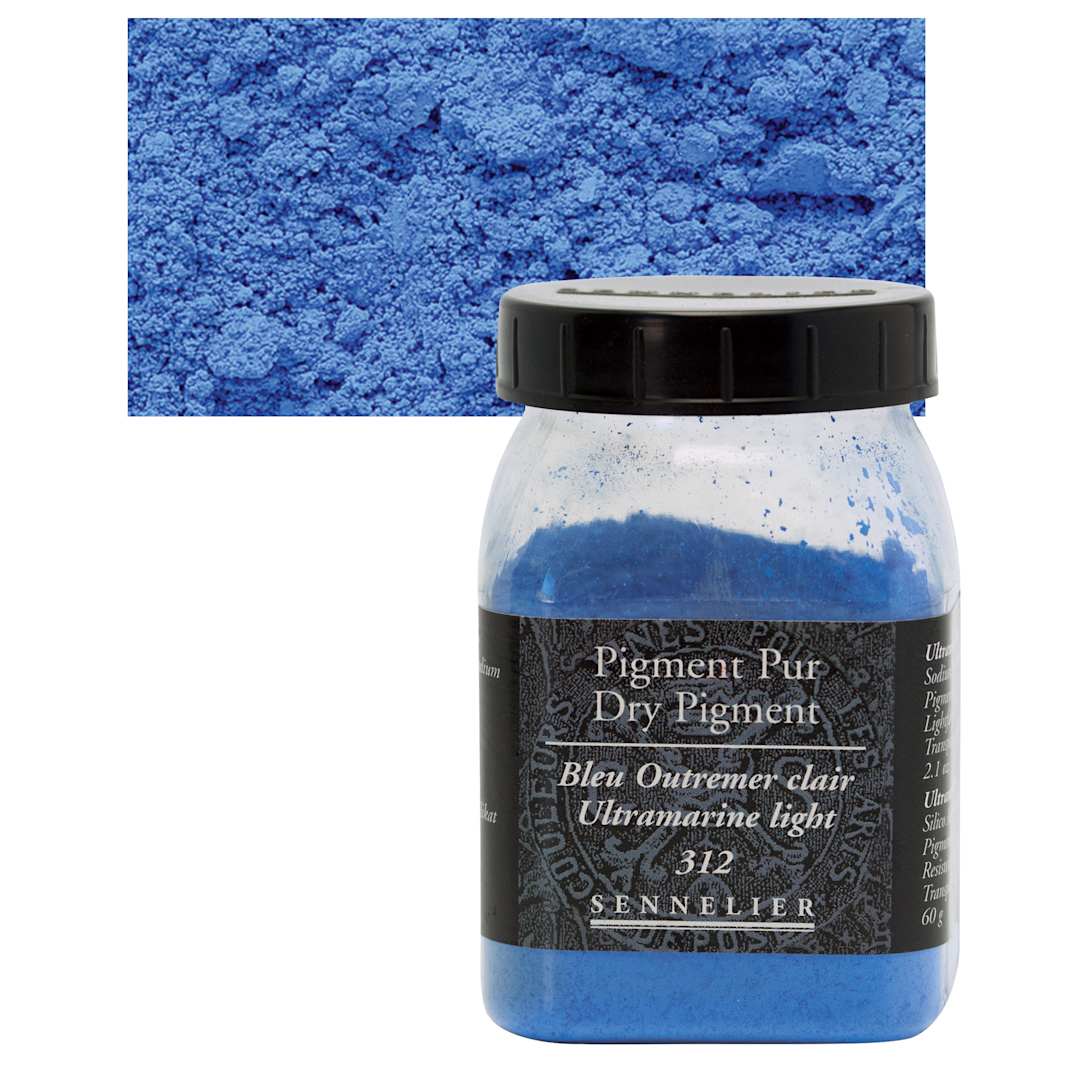 Open in modal - Sennelier Dry Pigment - Ultramarine Blue Light, 60 g jar and swatch