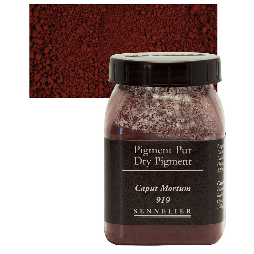 Open in modal - Sennelier Dry Pigment - Caput Mortum, 170 g jar and swatch