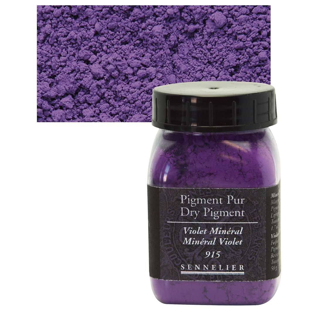 Open in modal - Sennelier Dry Pigment - Mineral Violet, 50 g jar and swatch