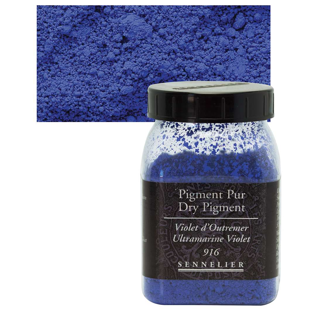 Open in modal - Sennelier Dry Pigment - Ultramarine Violet, 100 g jar and swatch