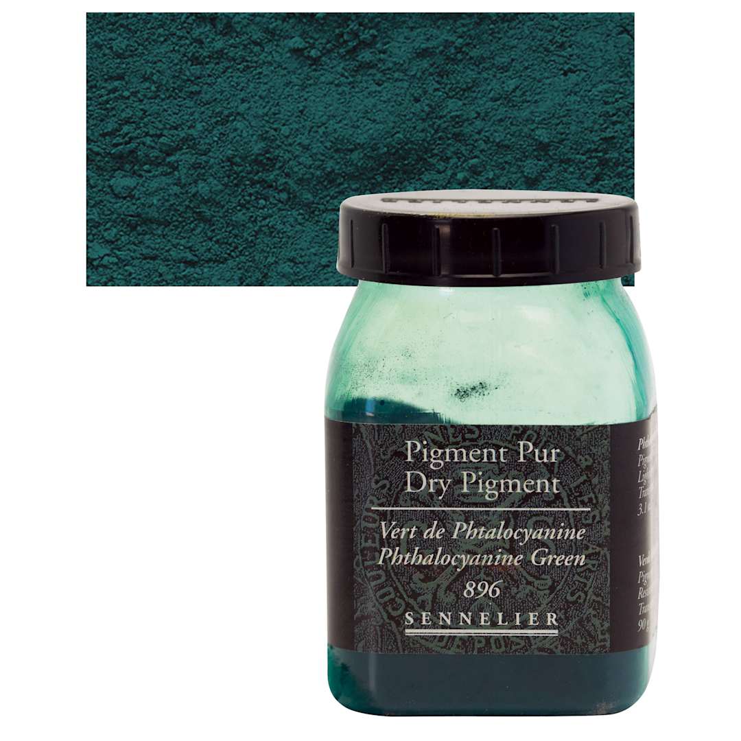 Open in modal - Sennelier Dry Pigment - Phthalo Green, 90 g jar and swatch