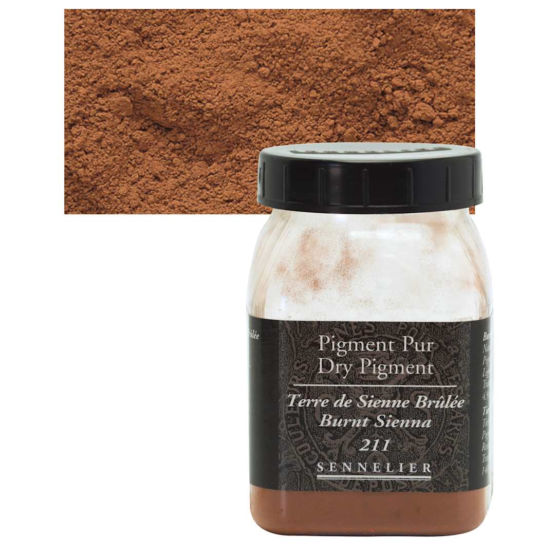 Open in modal - Sennelier Dry Pigment - Burnt Sienna, 140 g jar and swatch