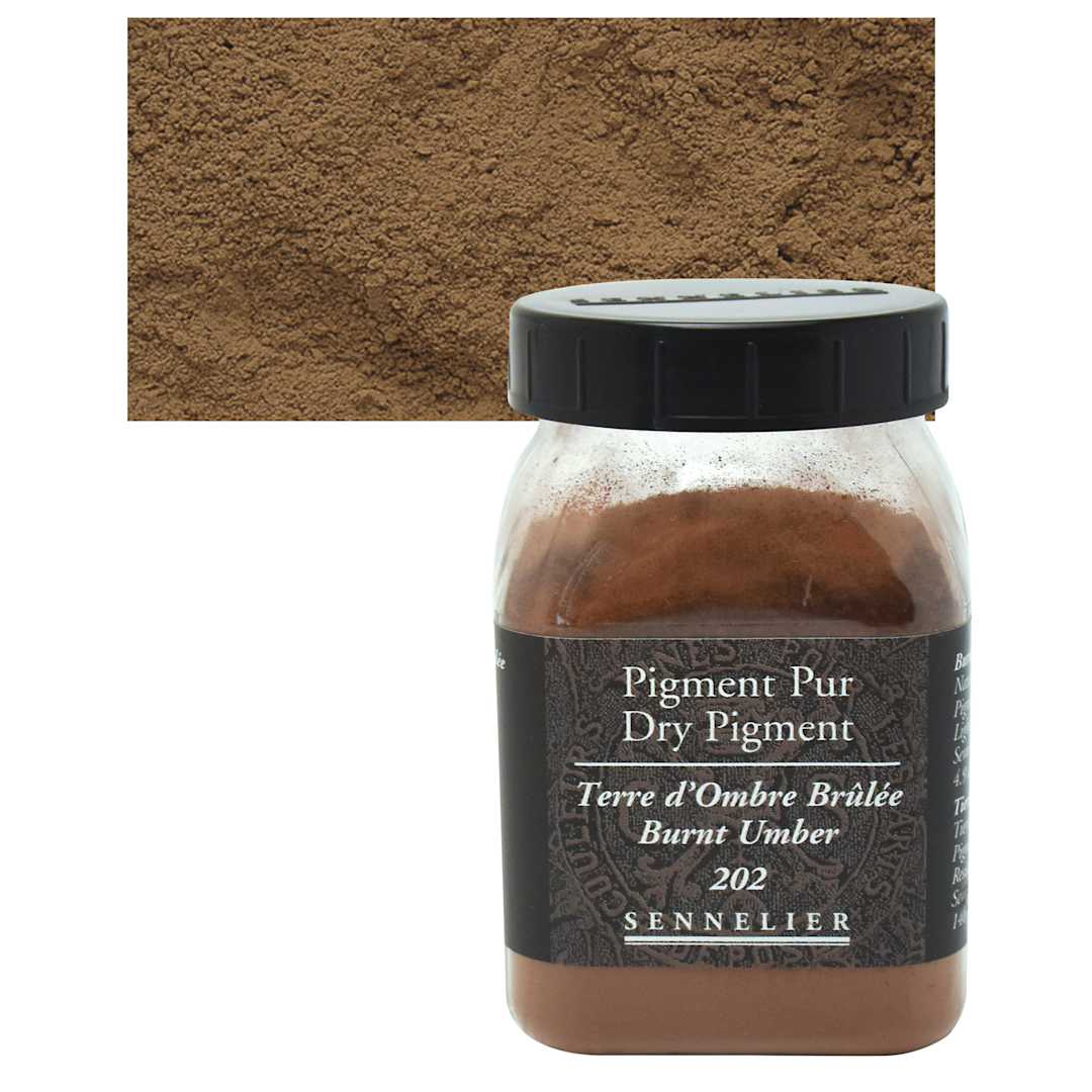 Open in modal - Sennelier Dry Pigment - Burnt Umber, 140 g jar and swatch