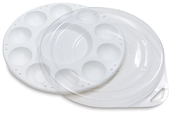 Open in modal - White 10 Well Plastic Tray with Cover, 6 3/4" Diameter