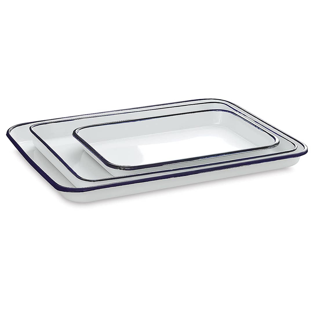Open in modal - Richeson Butcher Tray Palettes - 3 Porcelain enameled trays stacked