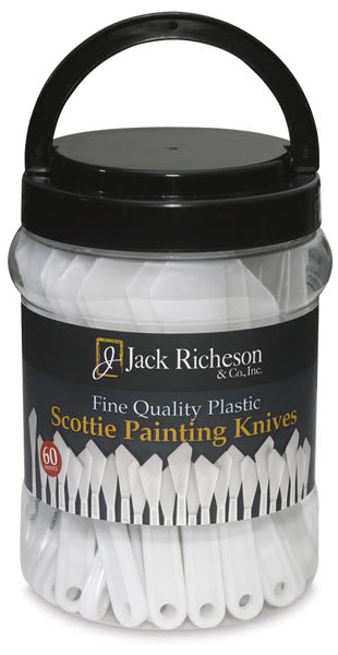 Open in modal - Richeson Plastic Painting Knives- Canister of 60, Assorted Shapes