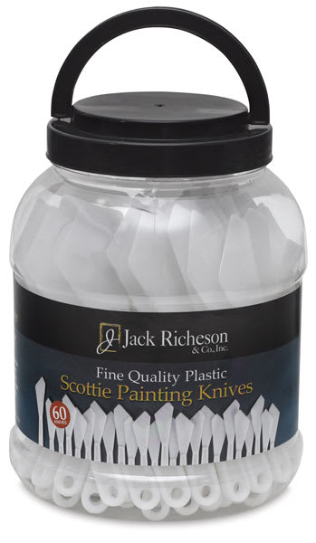 Open in modal - Richeson Plastic Painting Knives- Canister of 60, Large Painting Knife