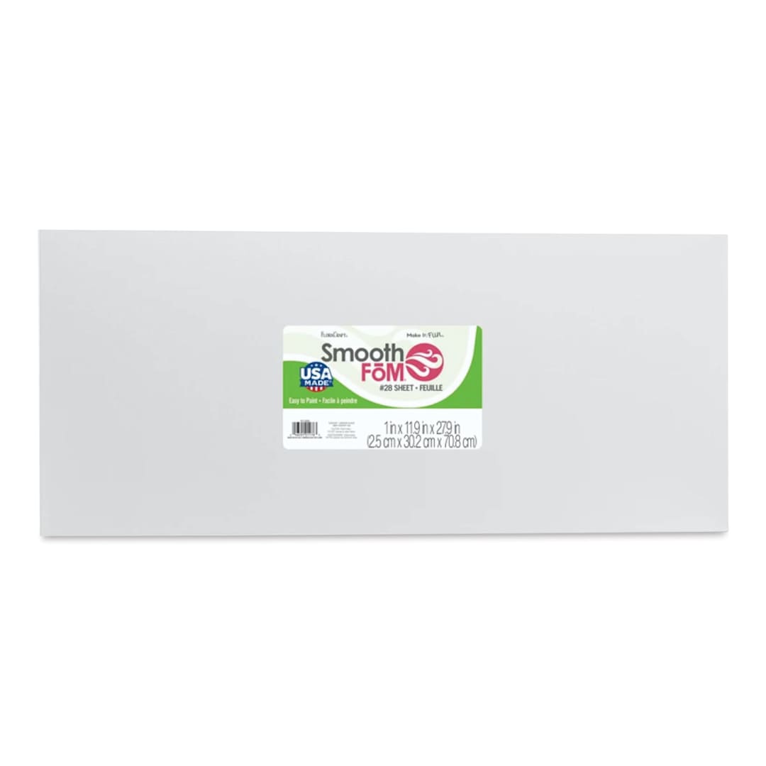 Open in modal - FloraCraft SmoothFoM Foam - Sheet, 12" x 28" x 1" front of packaging