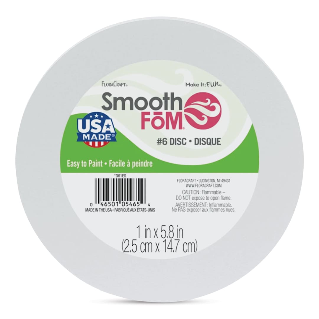 Open in modal - FloraCraft SmoothFoM Foam - Disk, 6" × 1" front of packaging