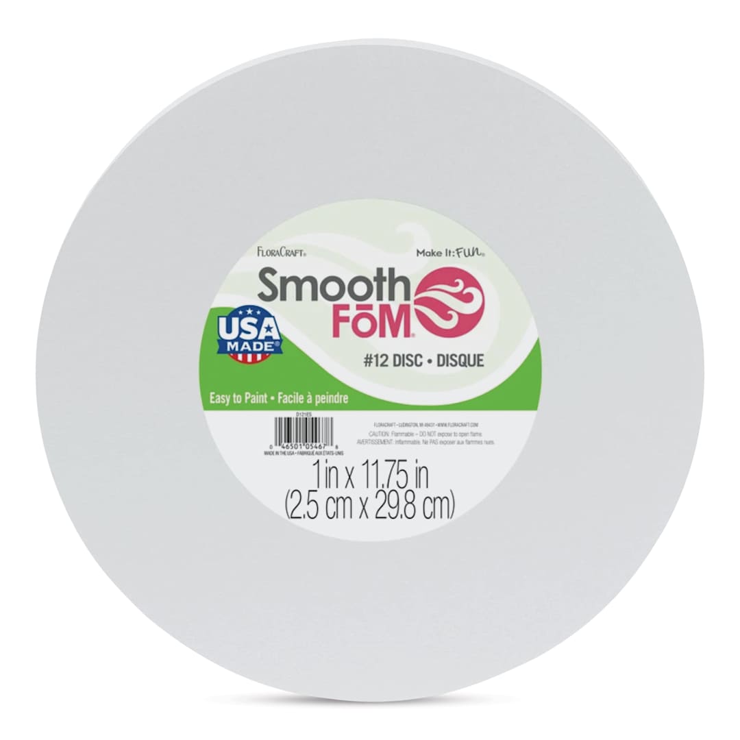 Open in modal - FloraCraft SmoothFoM Foam - Disk, 12" x 1" front of packaging