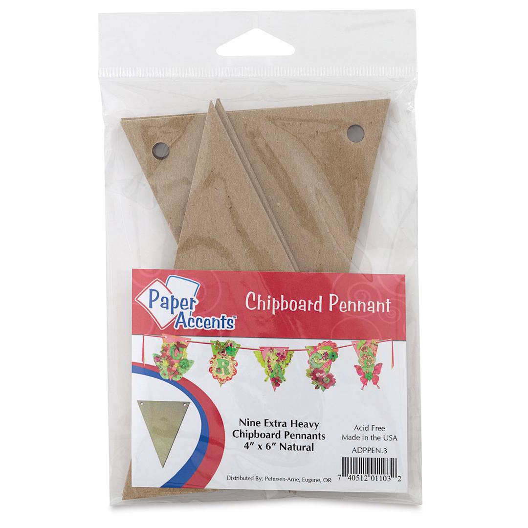 Open in modal - Paper Accents Chipboard Pennants - Front of package of Triangle Pennants
