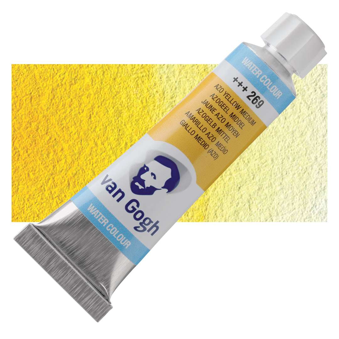 Open in modal - Van Gogh Watercolor - Azo Yellow Medium, 10 ml tube and swatch