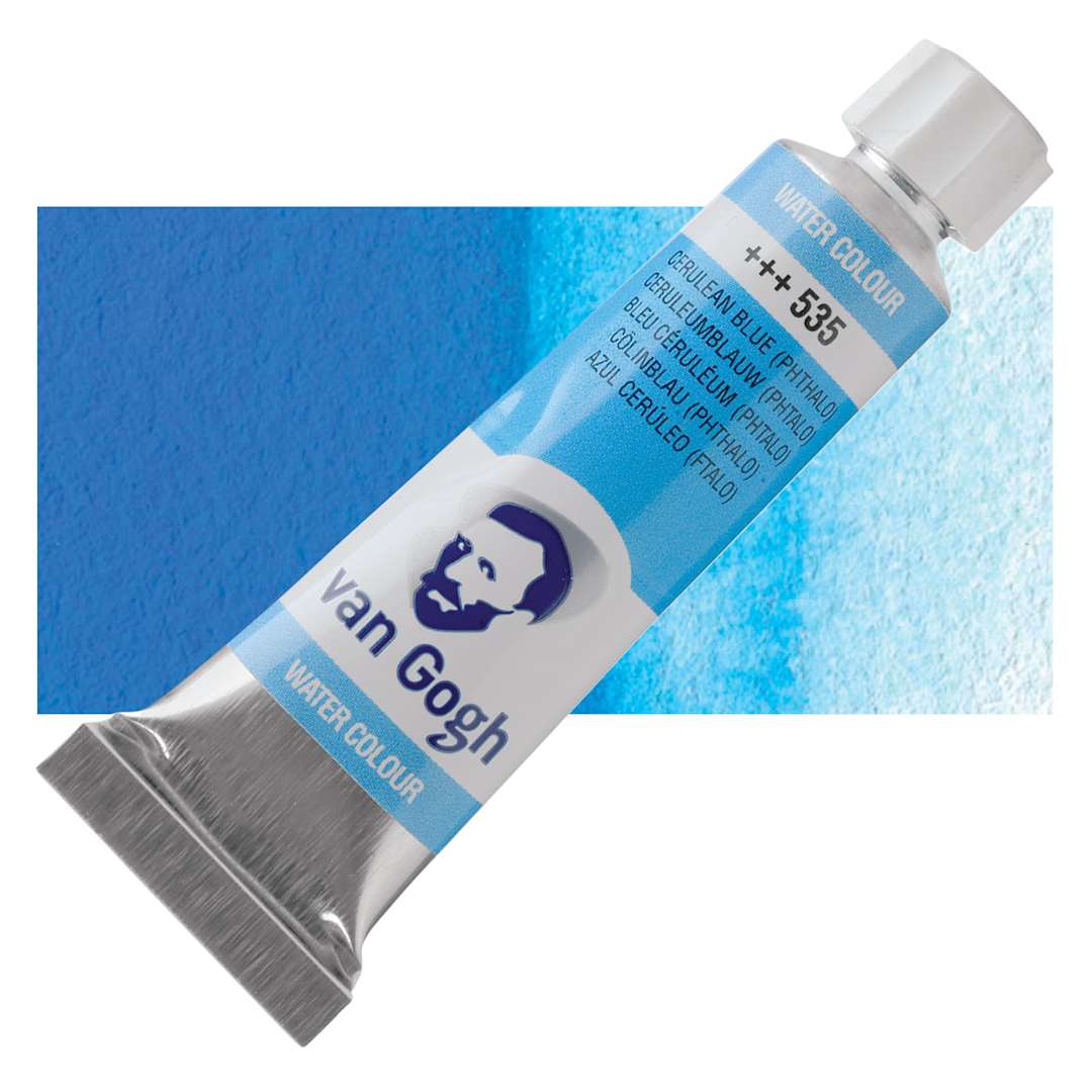 Open in modal - Van Gogh Watercolor - Cerulean Blue, 10 ml tube and swatch