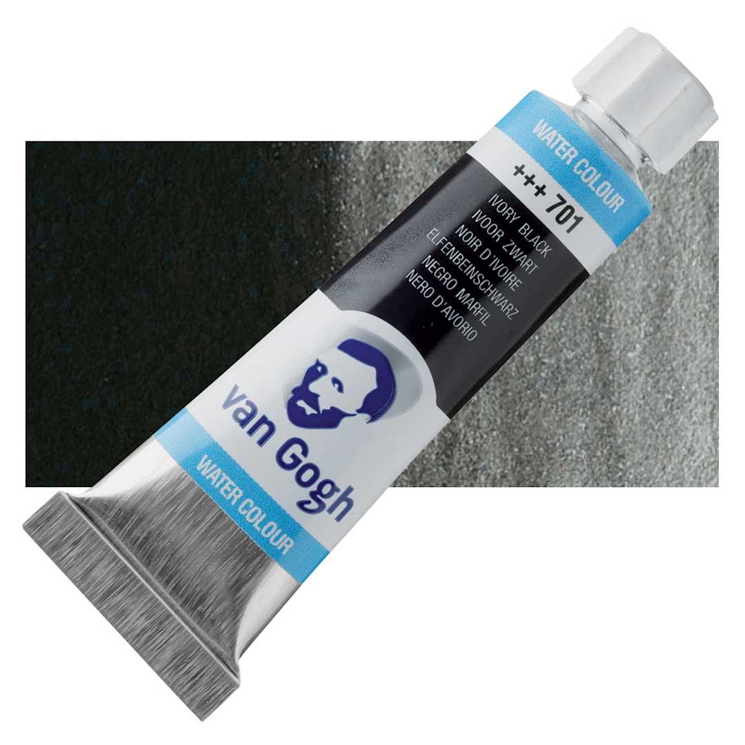 Open in modal - Van Gogh Watercolor - Ivory Black, 10 ml tube and swatch