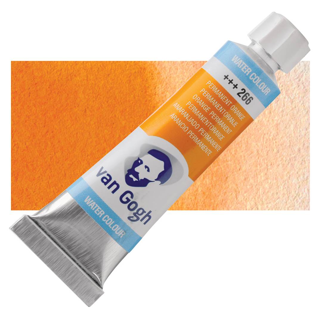 Open in modal - Van Gogh Watercolor - Permanent Orange, 10 ml tube and swatch