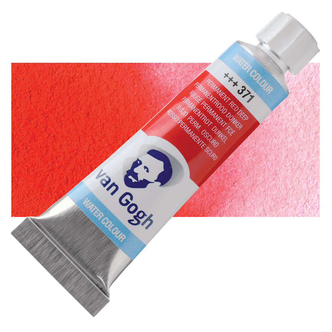 Open in modal - Van Gogh Watercolor - Permanent Red Deep, 10 ml tube and swatch