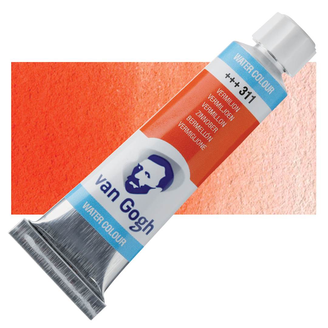 Open in modal - Van Gogh Watercolor - Vermilion, 10 ml tube and swatch