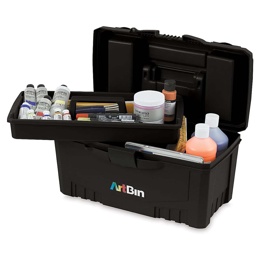 Open in modal - ArtBin Twin Top Storage Box - Shown full & open with Lift-out Tray removed-Supplies not included