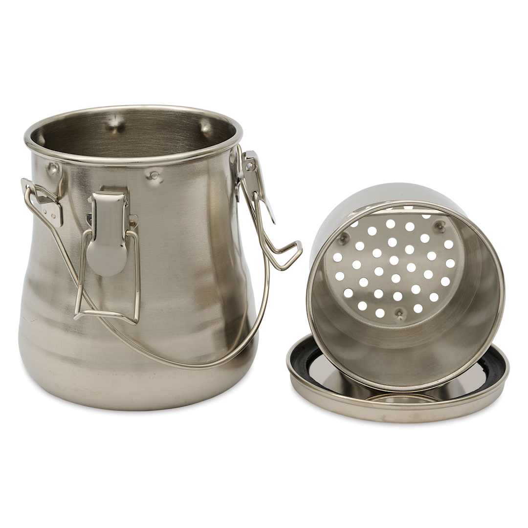 Open in modal - Art Alternatives Stainless Steel Brush Washer - 24 oz washer with trap and lid