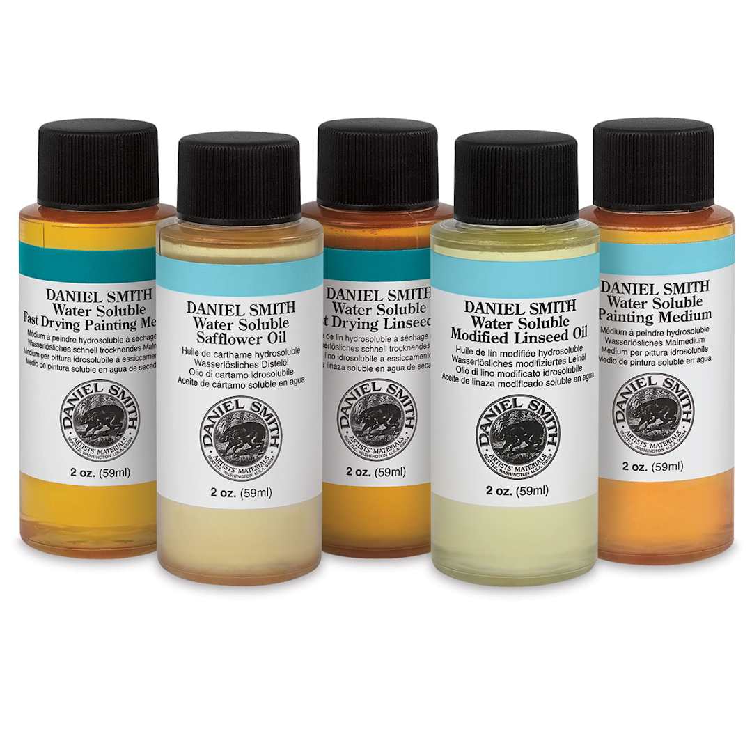 Open in modal - Daniel Smith Water-Soluble Oil Mediums - An assortment of Mediums in a row