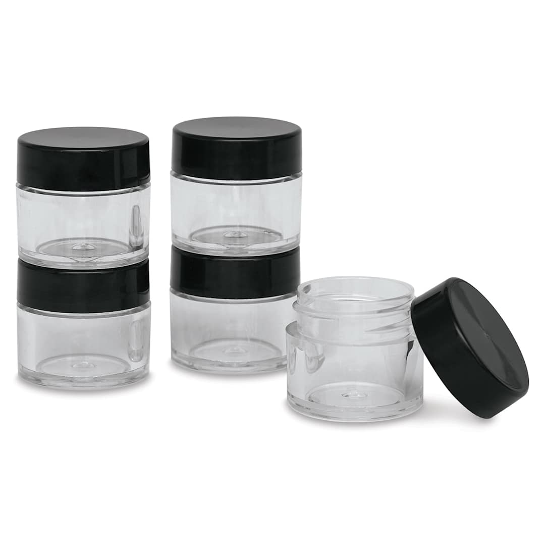 Open in modal - Jacquard Plastic Jars - Five Jars shown, one open
