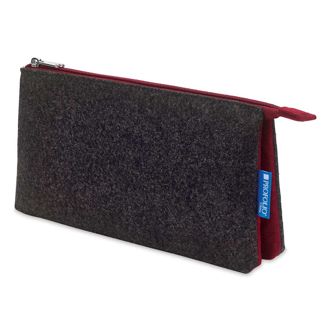 Open in modal - Itoya Profolio Midtown Pouch - Charcoal/Maroon, 5" x 9"