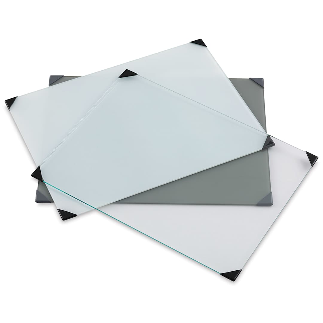 Open in modal - New Wave Posh Glass Tabletop Palette - Clear, White, Gray, Assorted Sizes
