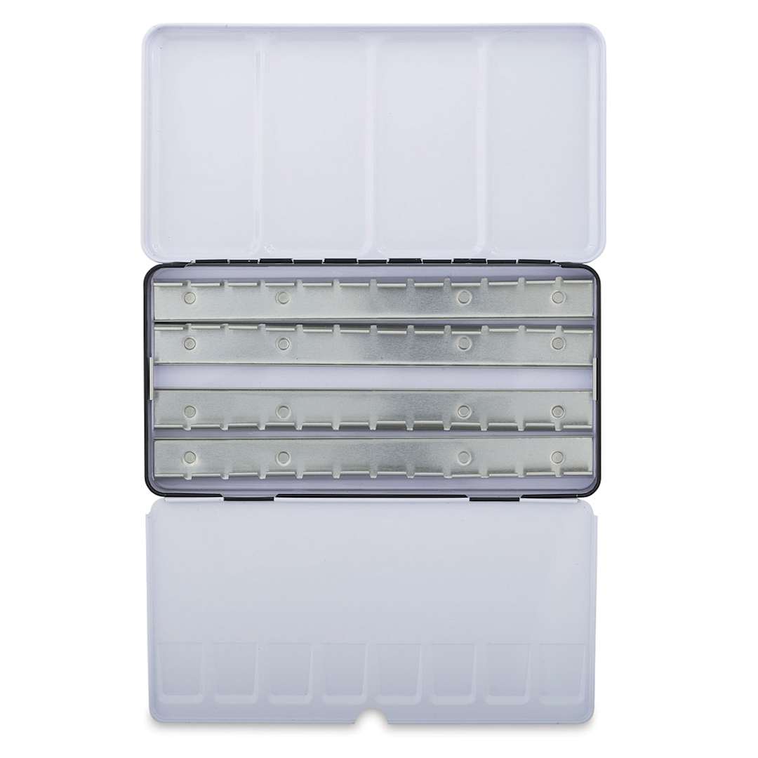 Open in modal - Empty Watercolor Palette Tin - Top view of Open 48 Pan Tin