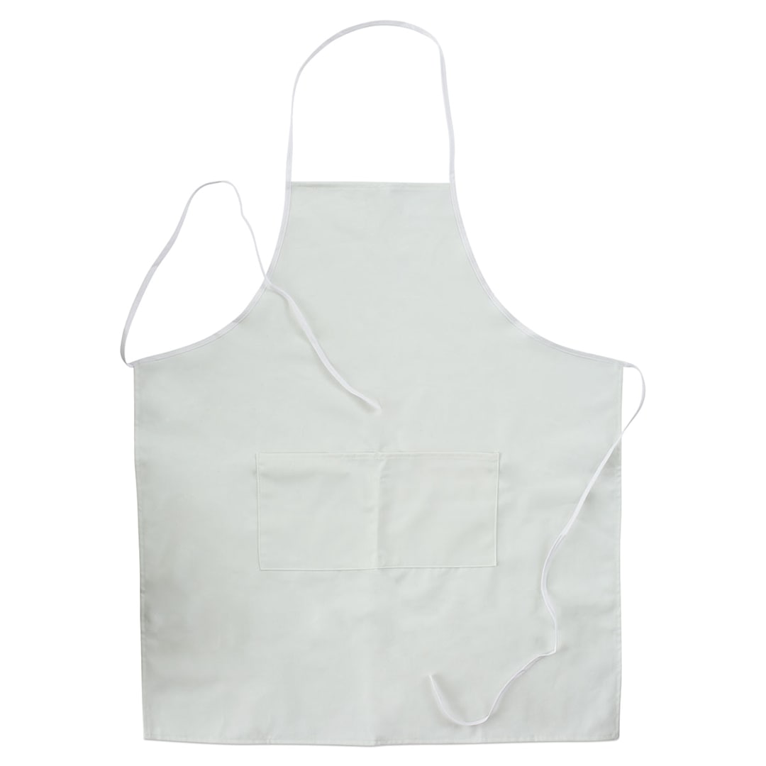 Open in modal - Wear'm White Apron - Top view of apron showing pockets, ties and neck opening