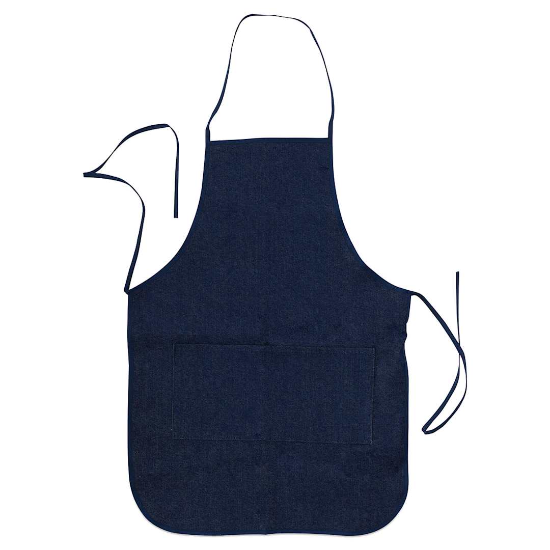 Open in modal - Wear'm Denim Aprons - Top view of 19" x 28" Denim apron showing waist ties and neck hole