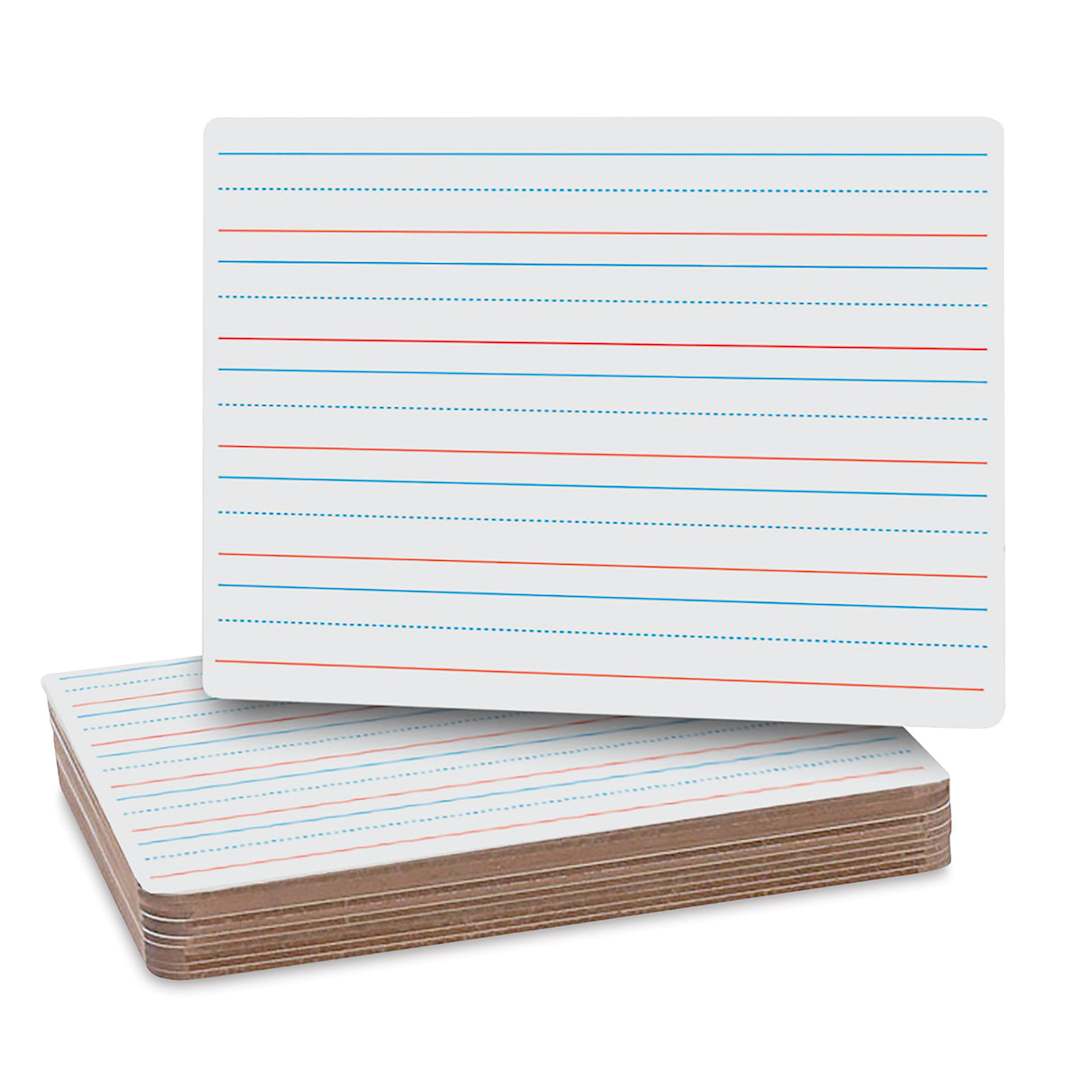 Open in modal - Flipside Two-Sided Lined Dry Erase Boards - Stack of Classpack of 12 with one raised
