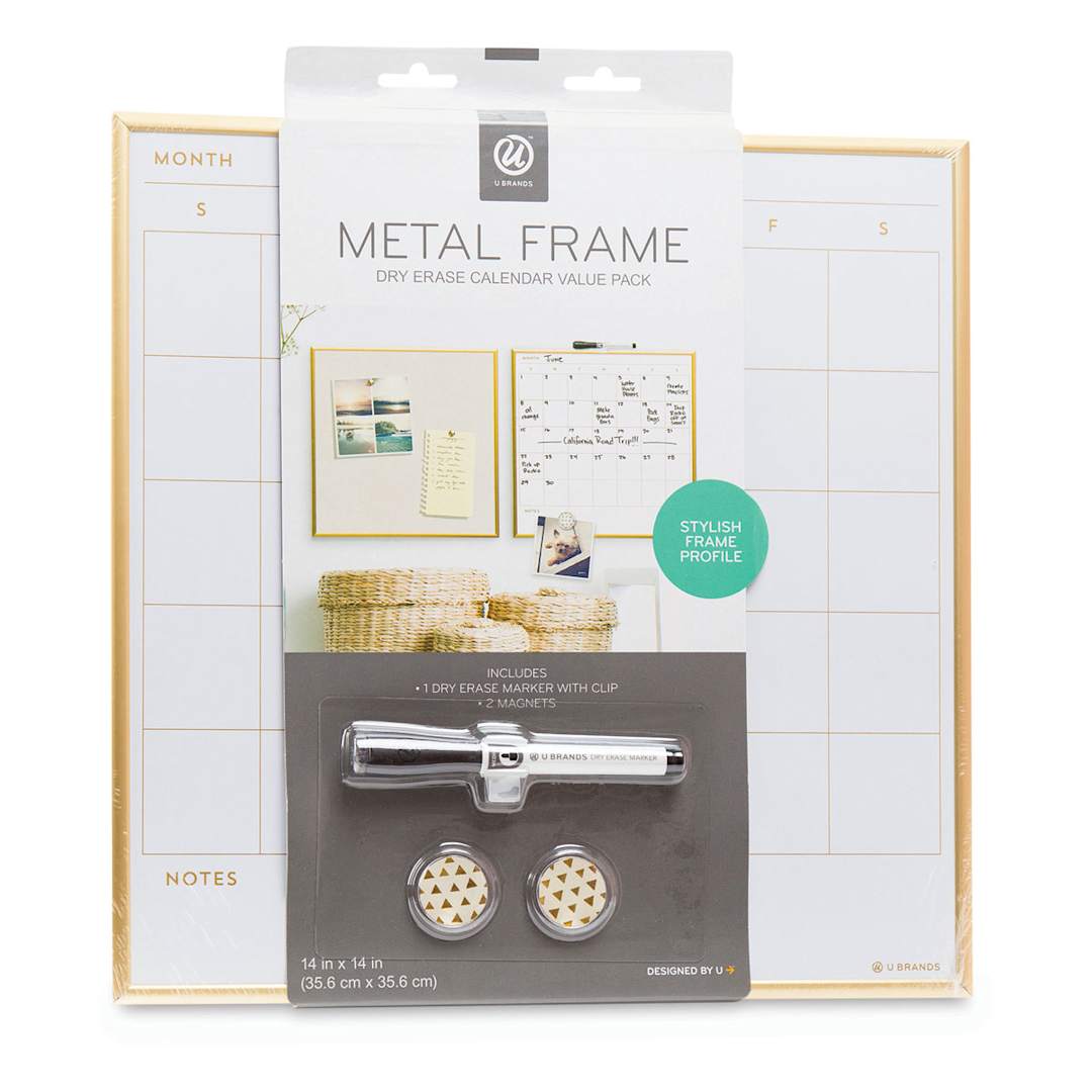 Open in modal - Gold Frame Dry Erase Boards - Blank Calendar Board with label