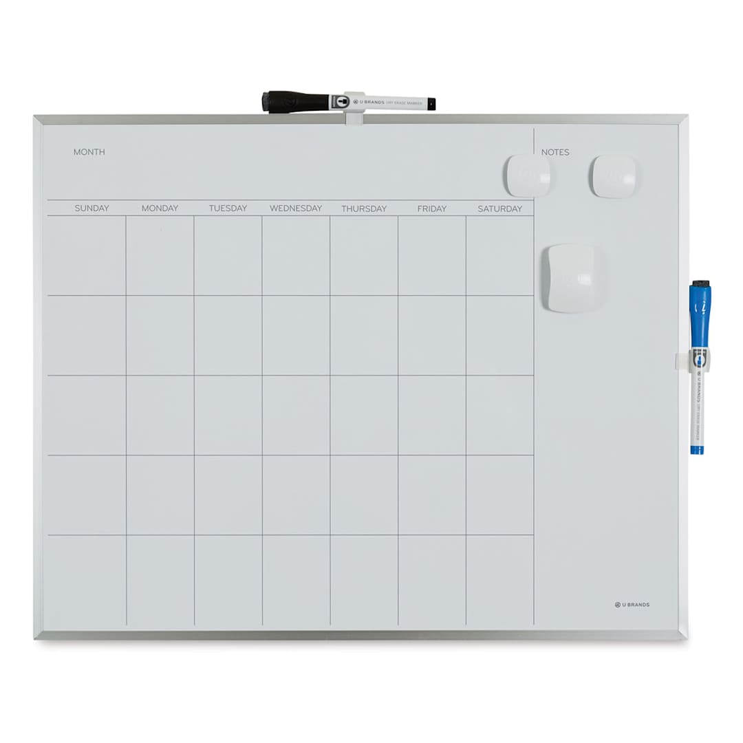 Open in modal - U Brands Silver Frame Weekly Calendar White Boards - Month