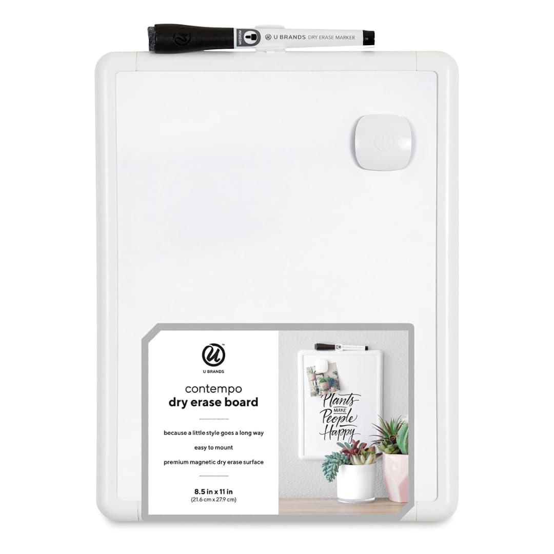 Open in modal - U Brands Contempo Dry Erase Board - Front view of 8-1/2" x 11" Board with label